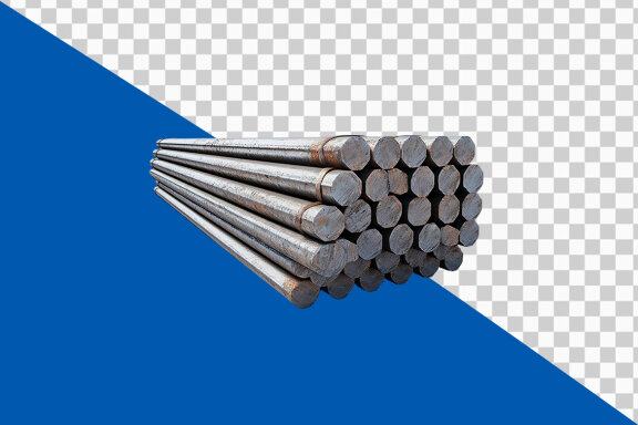 Set of steel rods on transparent background PNG image