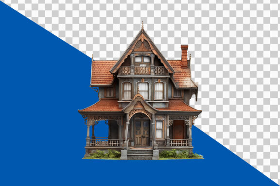 New house with roof on transparent background PNG image
