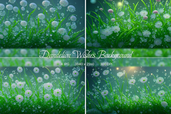 Grass flowers dew drops Background