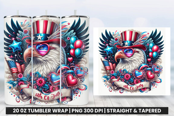 4th of July Tumbler Wrap Patriotic Eagle