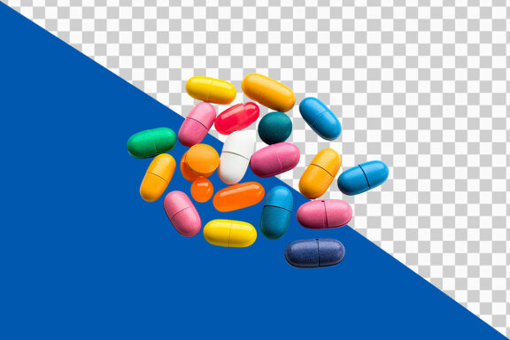 Pills and capsules on transparent background PNG image
