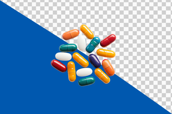 Pills and capsules on transparent background PNG image