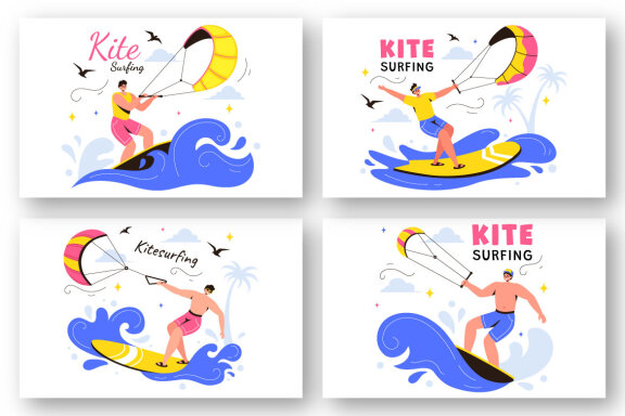 9 Kitesurfing Sport Illustration