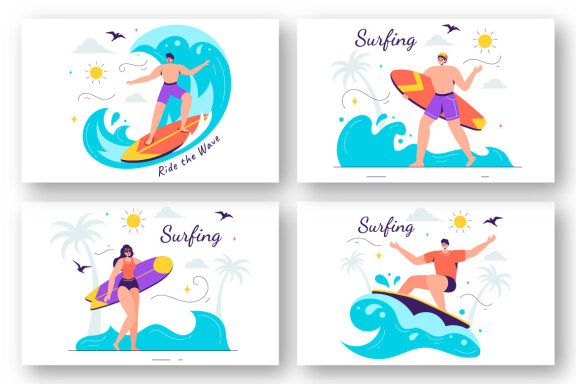 10 Summer Surfing Illustration