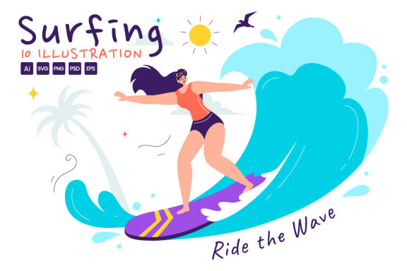 10 Summer Surfing Illustration