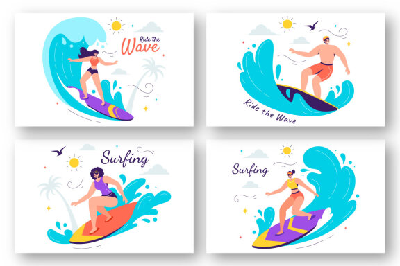 10 Summer Surfing Illustration