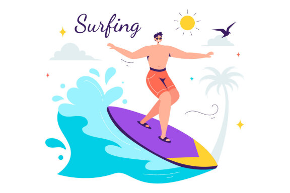 10 Summer Surfing Illustration