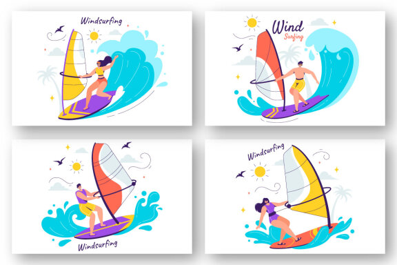 9 Windsurfing Sport Illustration