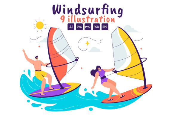 9 Windsurfing Sport Illustration