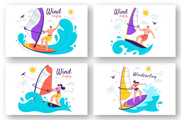 9 Windsurfing Sport Illustration