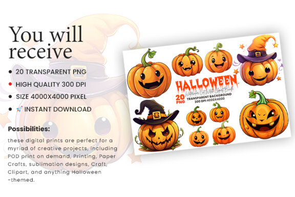 Halloween Pumpkin Sublimation PNG Bundle