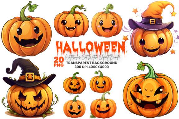 Halloween Pumpkin Sublimation PNG Bundle