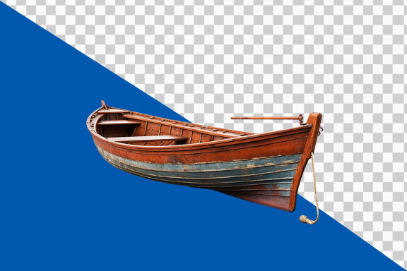 Old wooden fishing boat on transparent background PNG image