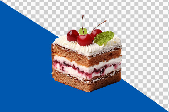 Cheesecake with cherry on transparent background PNG image