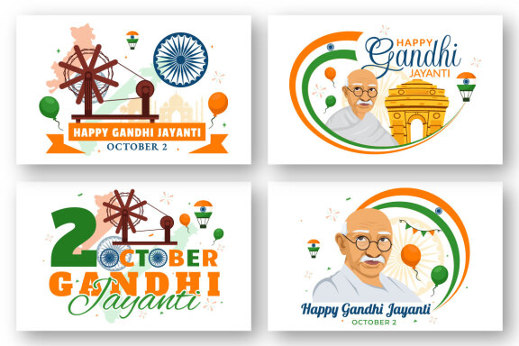 9 Happy Gandhi Jayanti Day Illustration