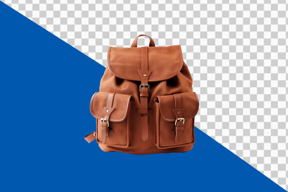 Brown leather bag on transparent background PNG image