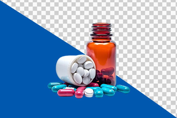 Bottle of pills on transparent background PNG image