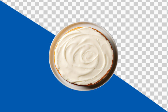 Cream cake in plate on transparent background PNG image