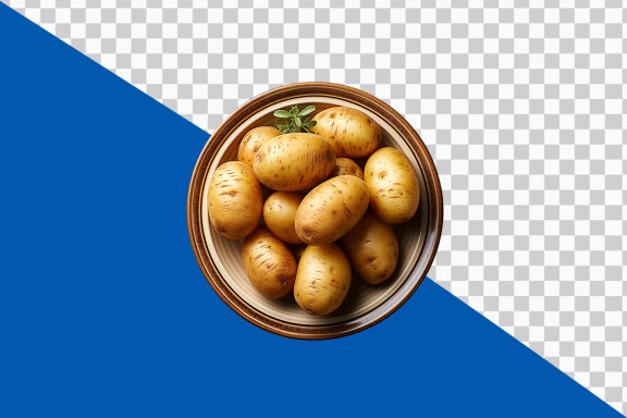 Potatoes in a plate on transparent background PNG image
