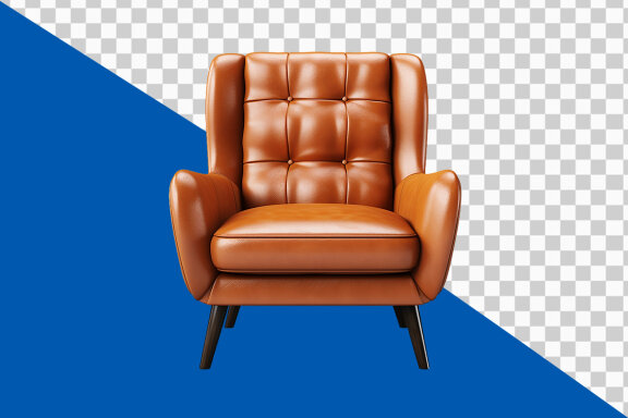 Leather armchair on transparent background PNG image