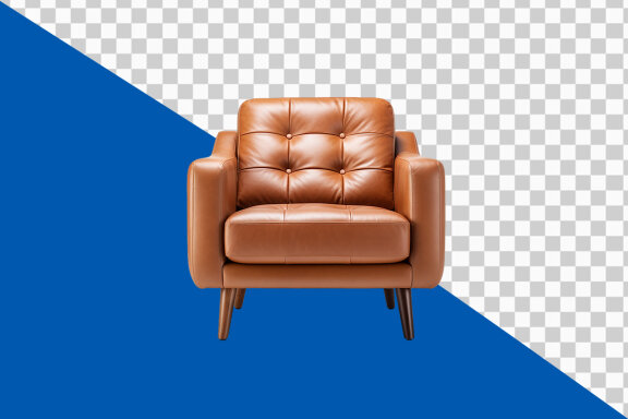 Leather armchair on transparent background PNG image