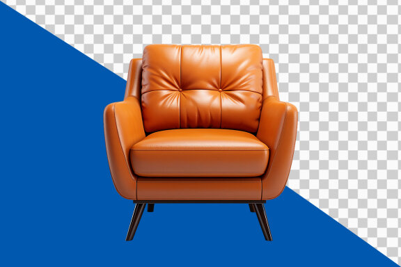 Leather armchair on transparent background PNG image