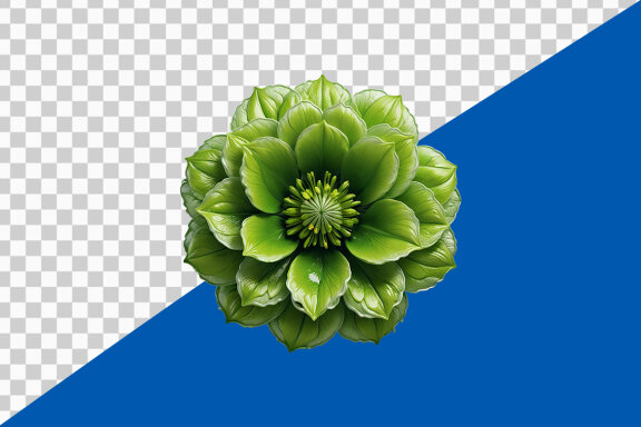 Green flower on transparent background PNG image