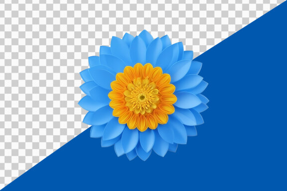 Beautiful blue and yellow flower on transparent background PNG image 