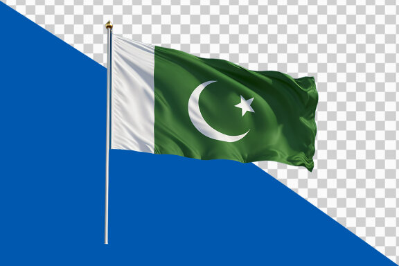 Waving Pakistani flag on transparent background PNG image