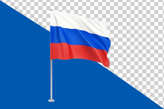 Waving Russian flag on transparent background PNG image
