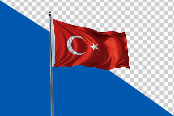 Waving Turkey flag on transparent background PNG image
