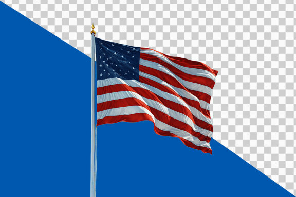 Waving American flag on transparent background PNG image
