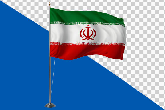 Waving Iran flag on transparent background PNG image