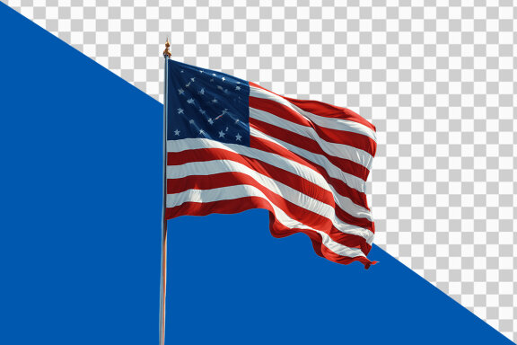 Waving American flag on transparent background PNG image