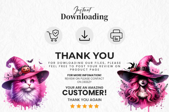 Watercolor Halloween Pink Sublimation Clipart PNG Bundle