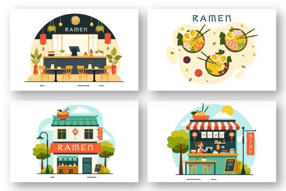 13 Ramen Japanese Food Illustration