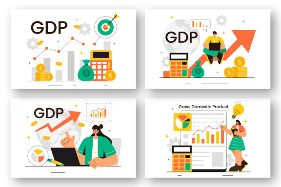 10 GDP or Gross Domestic Product Illustration