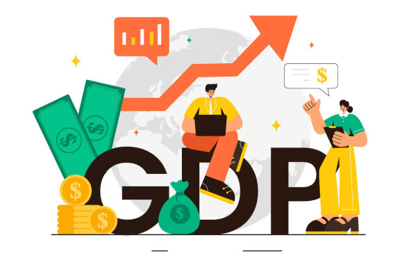 10 GDP or Gross Domestic Product Illustration