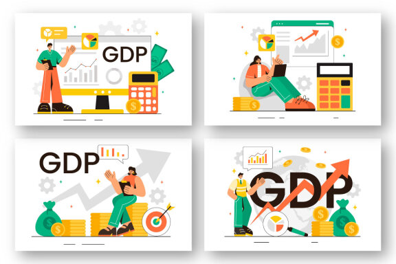 10 GDP or Gross Domestic Product Illustration