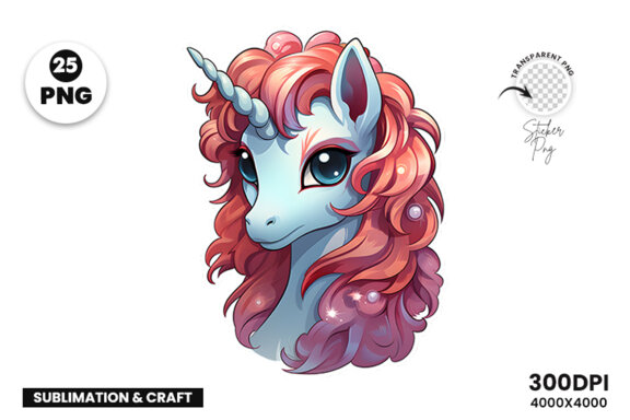 Unicorn Stickers Sublimation SVG Bundle, Unicorn Printable Sticker Craft