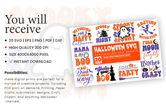 Halloween Sublimation SVG Bundle | Halloween Spooky Season Craft SVG 