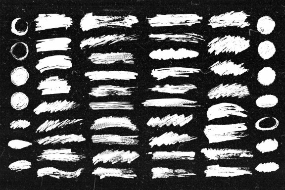 Painted Brush Strokes Vector Set