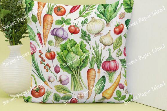 6 FREE Digital Papers - Food Vegetable In Watercolor