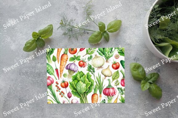 6 FREE Digital Papers - Food Vegetable In Watercolor