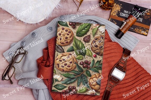 Pack Of 6 Digital Papers - Chocolate Chip Cookie Garden In Watercolors