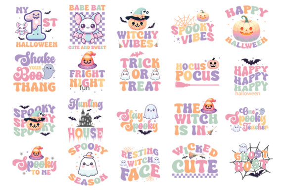 Halloween Pastel Color Sublimation SVG Bundle | Halloween Spooky Season Craft SVG 