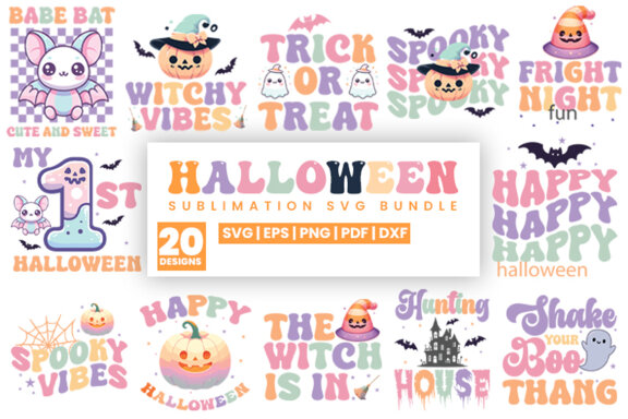 Halloween Pastel Color Sublimation SVG Bundle | Halloween Spooky Season Craft SVG 