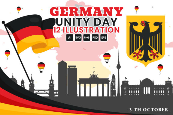 12 German Unity Day Illustration