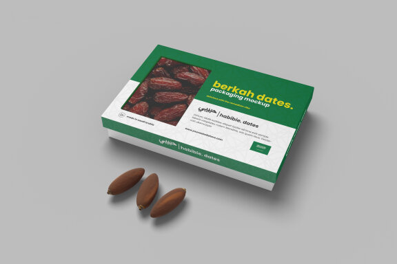 Perspective Dates Packaging Mockup