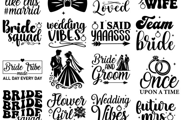 Bridal Party SVG Bundle, Team Bride Svg, Bridal Party SVG, Wedding Party svg, Wedding Quotes svg, Wedding Signs svg, Cut File Cricut